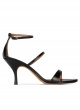 Ankle-strap mid heel sandals in black leather
