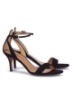 Mid heel sandals in black suede - online shoe store Pura Lopez