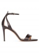 Minimalist ankle strap high heel sandals in black leather