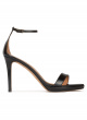 Ankle strap platform heeled sandals in black leather