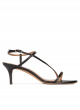 Strappy mid stiletto heel sandals in black leather