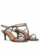Strappy mid stiletto heel sandals in black leather