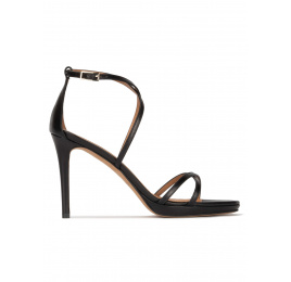 Black leather platform high heel sandals Pura López