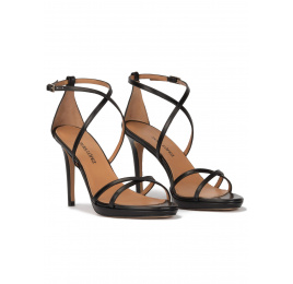 Black leather platform high heel sandals Pura López