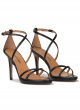 Black leather platform high heel sandals