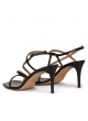 Mid heel sandals in black leather