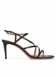 Mid heel sandals in black leather