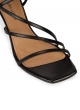 Strappy mid heel sandals in black leather