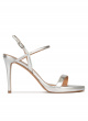 Silver leather platform high heel sandals