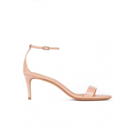 Ankle strap mid heel sandals in nude leather Pura López