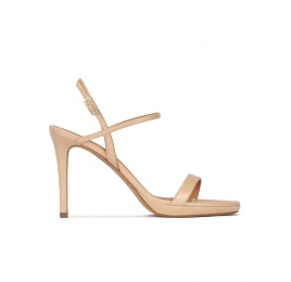 Platform high heel sandals in beige leather Pura López