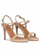 Platform high heel sandals in beige leather