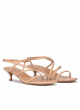 Mid heel sandal in nude leather with strappy design