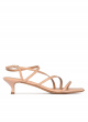 Mid heel sandal in nude leather with strappy design