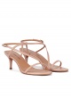 Strappy mid stiletto heel sandals in nude leather