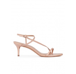 Strappy mid stiletto heel sandals in nude leather Pura López