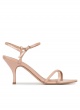 Strappy mid heel sandals in nude patent leather