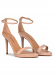 Platform heeled sandals in nude leather