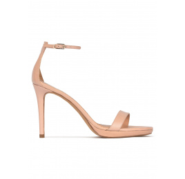 Platform heeled sandals in nude leather Pura López