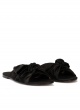 Black satin slides with bow detail