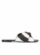 Bow-detailed flat sandals in black and white fabric