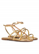 Gold mirrored leather ankle strap flat sandals