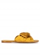 Bow detailed flat sandals in mustard satin
