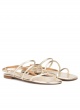 Ankle strap flat sandals in platin metallic leather