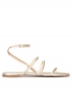 Ankle strap flat sandals in platin metallic leather