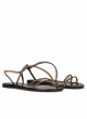 Strappy flat sandals in black leather