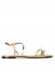 Multi-strap flat sandals in gold mirrored leather