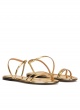 Multi-strap flat sandals in gold mirrored leather