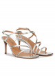 Silver mid heel squared-off toe sandals