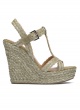 Kaki high wedge sandals