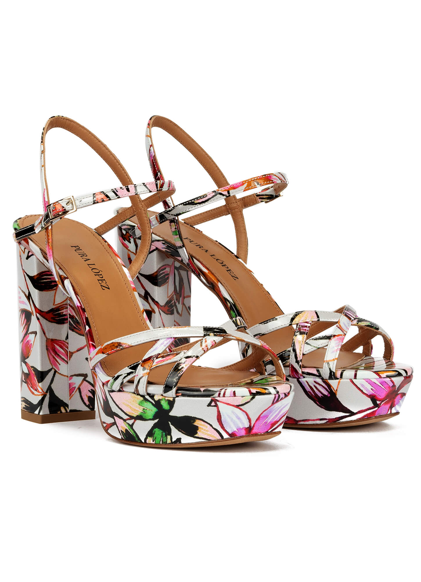 Sandalias de con floral PURA LOPEZ