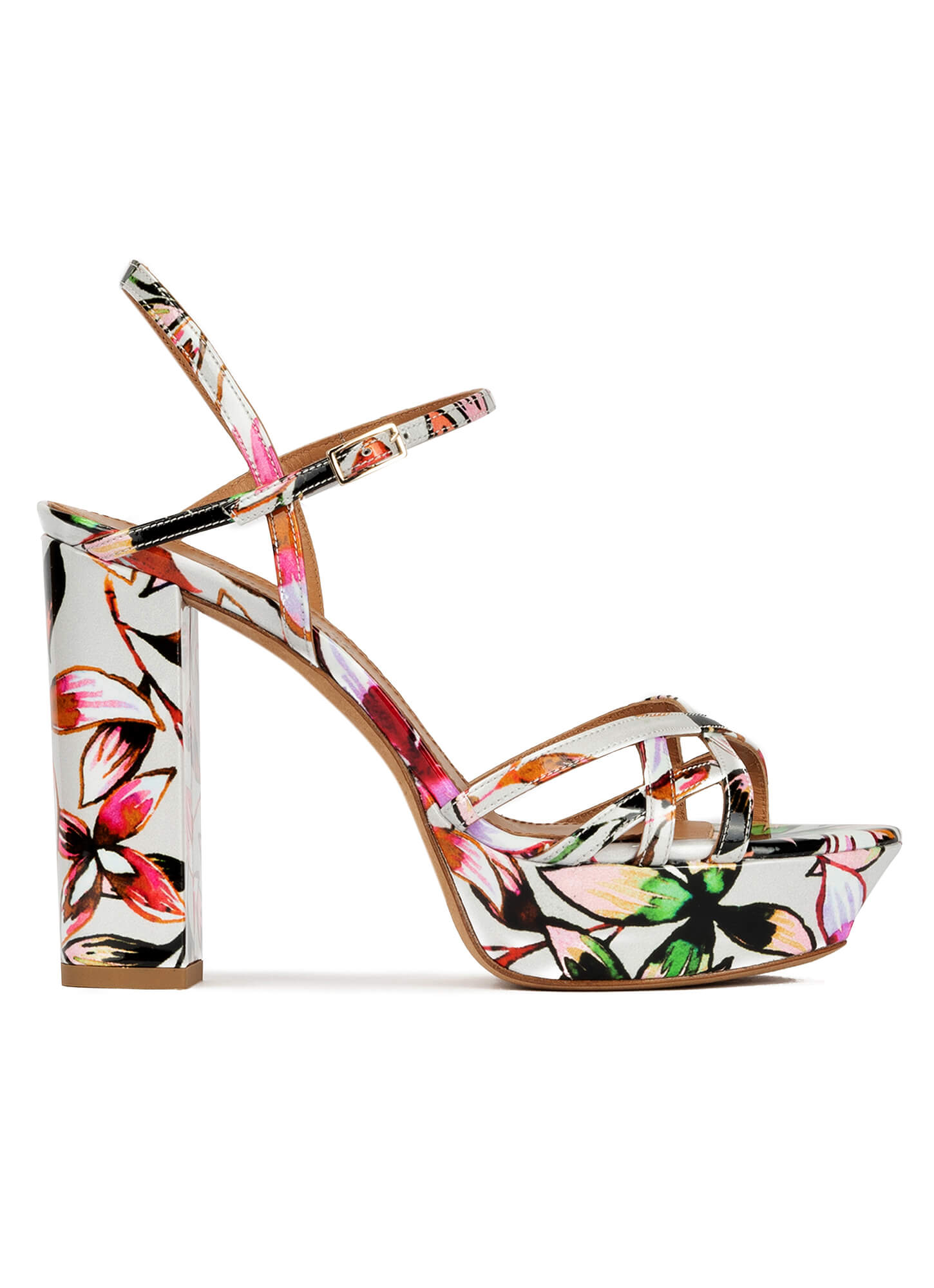 Sandalias de plataforma con estampado floral . PURA