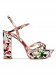 Floral print platform high block heel sandals