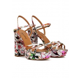 Floral print platform high block heel sandals Pura López