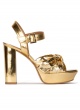Sandalias de plataforma y tacón alto en piel oro efecto espejo