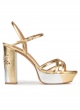 Metallic platform high block heel sandals