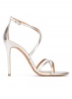 Strappy high-heeled sandals in silver leather