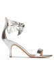 Knotted mid heel sandals in silver leather