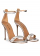 Silver leather high heel sandals