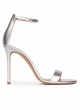 Silver leather high heel sandals