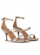 Silver strappy mid heel sandals