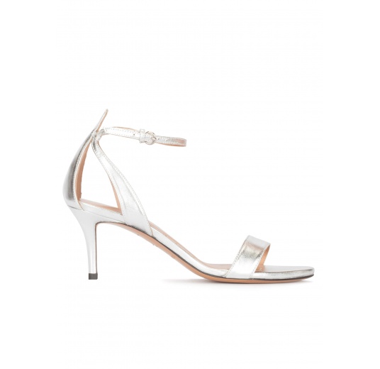 silver sandals medium heel