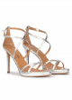 Strappy platform high heel sandals in silver