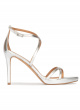 Strappy platform high heel sandals in silver