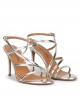 Strappy high heel sandals in silver leather