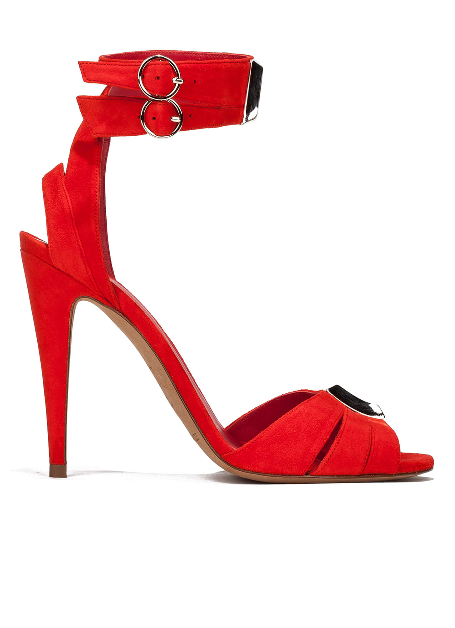 High heel sandals in red suede - online shoe store Pura Lopez . PURA LOPEZ